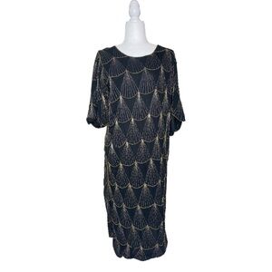 Vintage Sister Max Art Deco Beaded Dress Sz XL